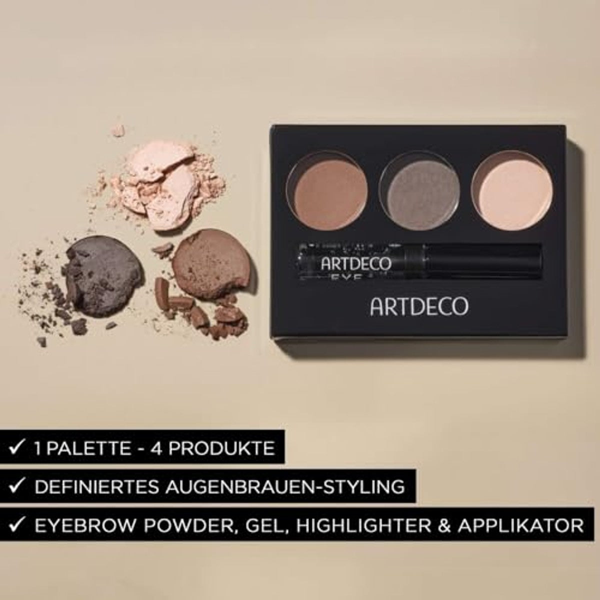 ARTDECO Eyebrow Kit | Praktisch wenkbrauwpalet voor gedefinieerde, gestyled wenkbrauwen met spiegel, 1 stuk – Artdeco