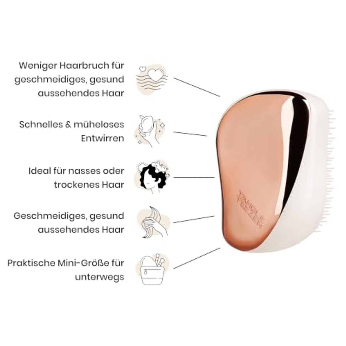 Tangle Teezer Compact Styler Detangler Haarborstel Roségoud en Ivoor - 6-pack