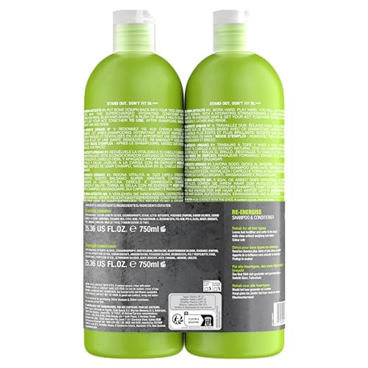 TIGI Bed Head Re-Energize Shampoo & Conditioner Set 2 x 750 ml - 6-pack