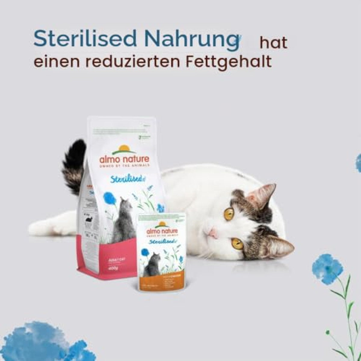 Almo Nature Functioneel – gesteriliseerd – vochtige voeding voor volwassen en oudere, gesteriliseerde of weinig actieve katten – met kabeljauw en kip – vetarm, hydraterend – 70 g (verpakking van 6 – almo nature