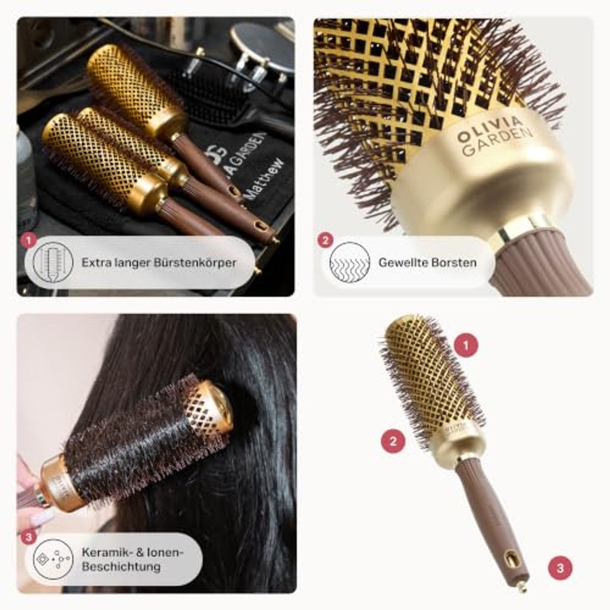 Olivia Garden Expert Blowout Speed Keramische Ronde Borstel, 45 mm - 3-pack