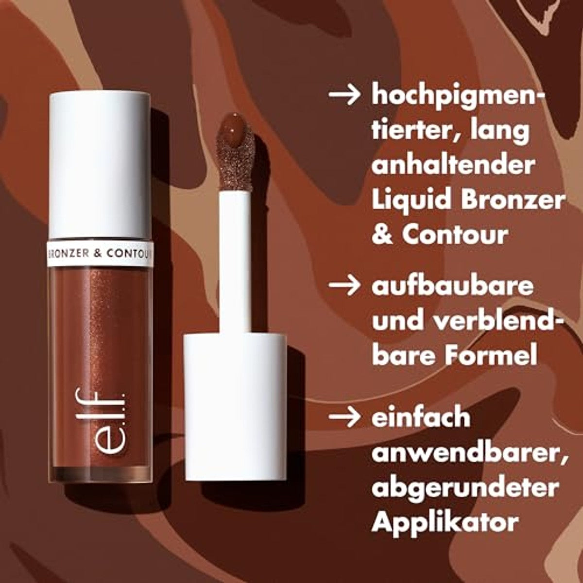 e.l.f. Camo Liquid Bronzer & Contour, Sterk gepigmenteerd, Natuurlijke Glow, Uitschuifbare textuur, Langdurig, Afgeronde Applicator, Veganistisch & Dierproefvrij, 2 Fair/Light – e.l.f.