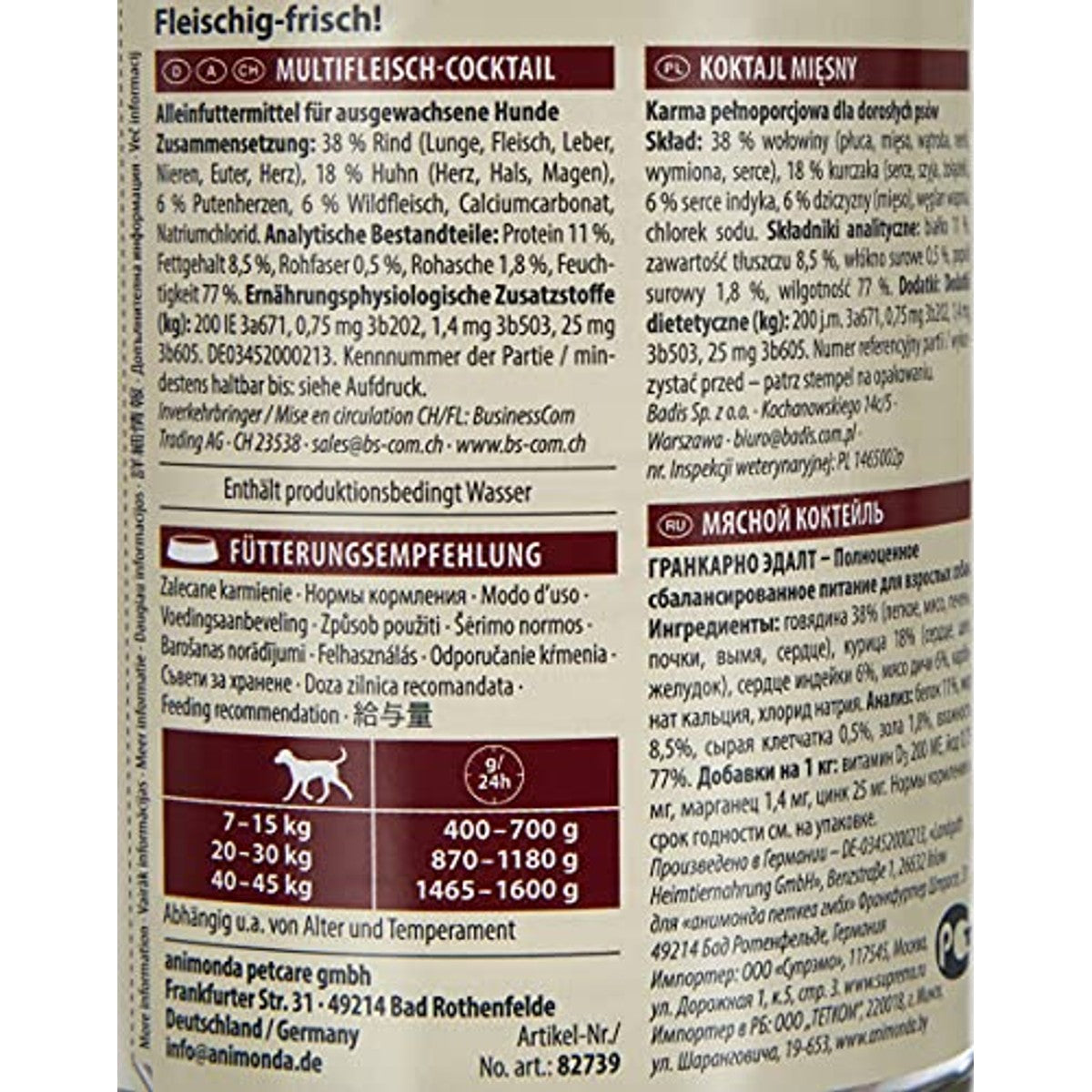 Animonda GranCarno natvoer hondenvoer multivleescocktail 6 x 800 g - 3-pack