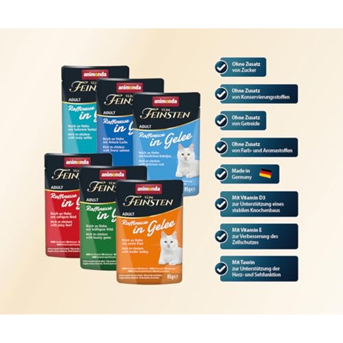animonda Vom Feinsten Adult natvoer kip-rundvlees gelei 24 x 85 g - 3-pack