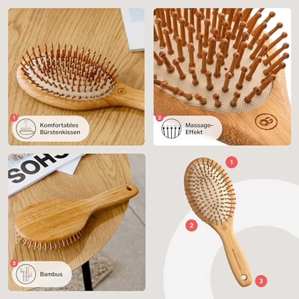Olivia Garden Bamboo Touch Detangle Massage L - 3-pack