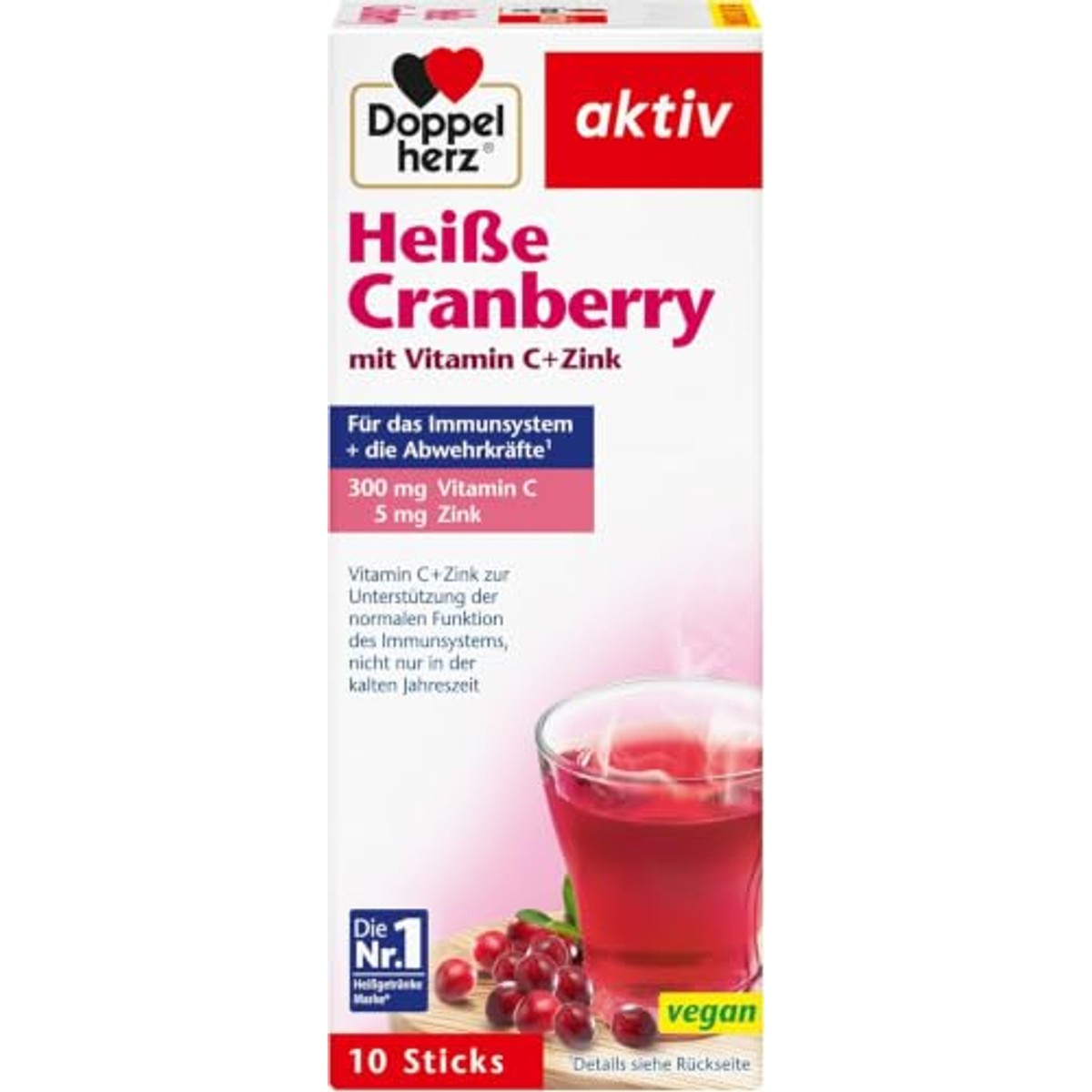 Doppelherz Warme Cranberry met Vitamine C en Zink 10 Sticks - 6-pack