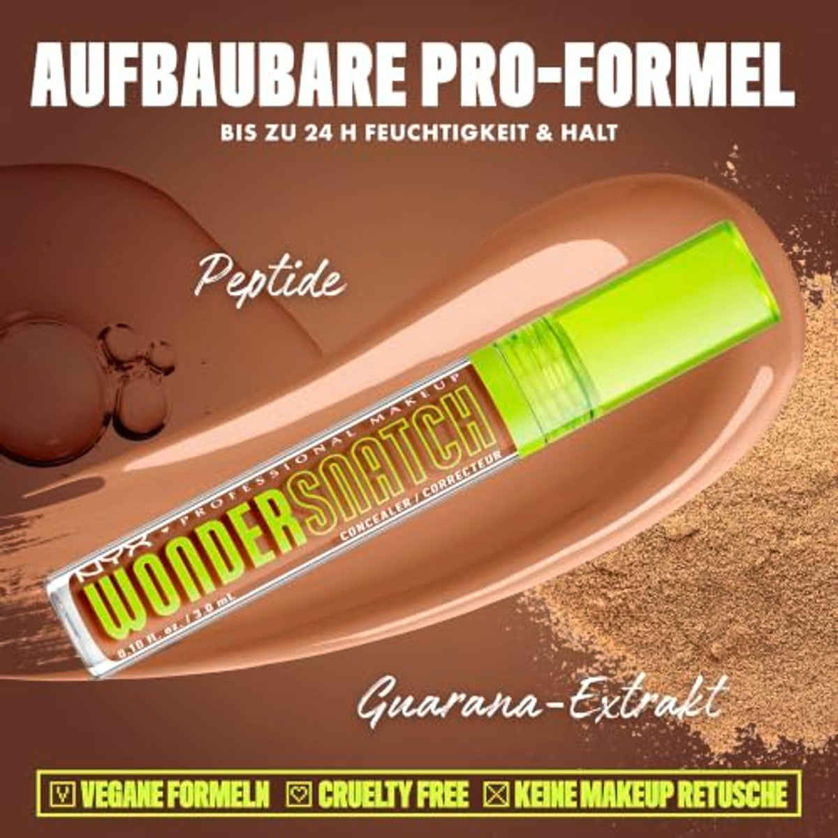 NYX Professional Makeup, Wonder Snatch Concealer, flüssig-cremige Formel, soft-mattes Finish, wasserfest, färbt nicht ab, spendet bis zu 24 Stunden Feuchtigkeit, vegane Formel, 22 Cafe, 3,5 ml – NYX PROFESSIONAL MAKEUP