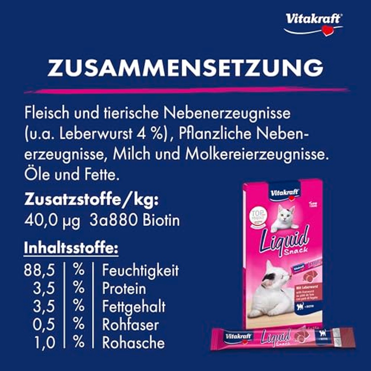 Vitakraft Vloeibare Snack kattensnack leverworst 6 x 15 g - 6-pack
