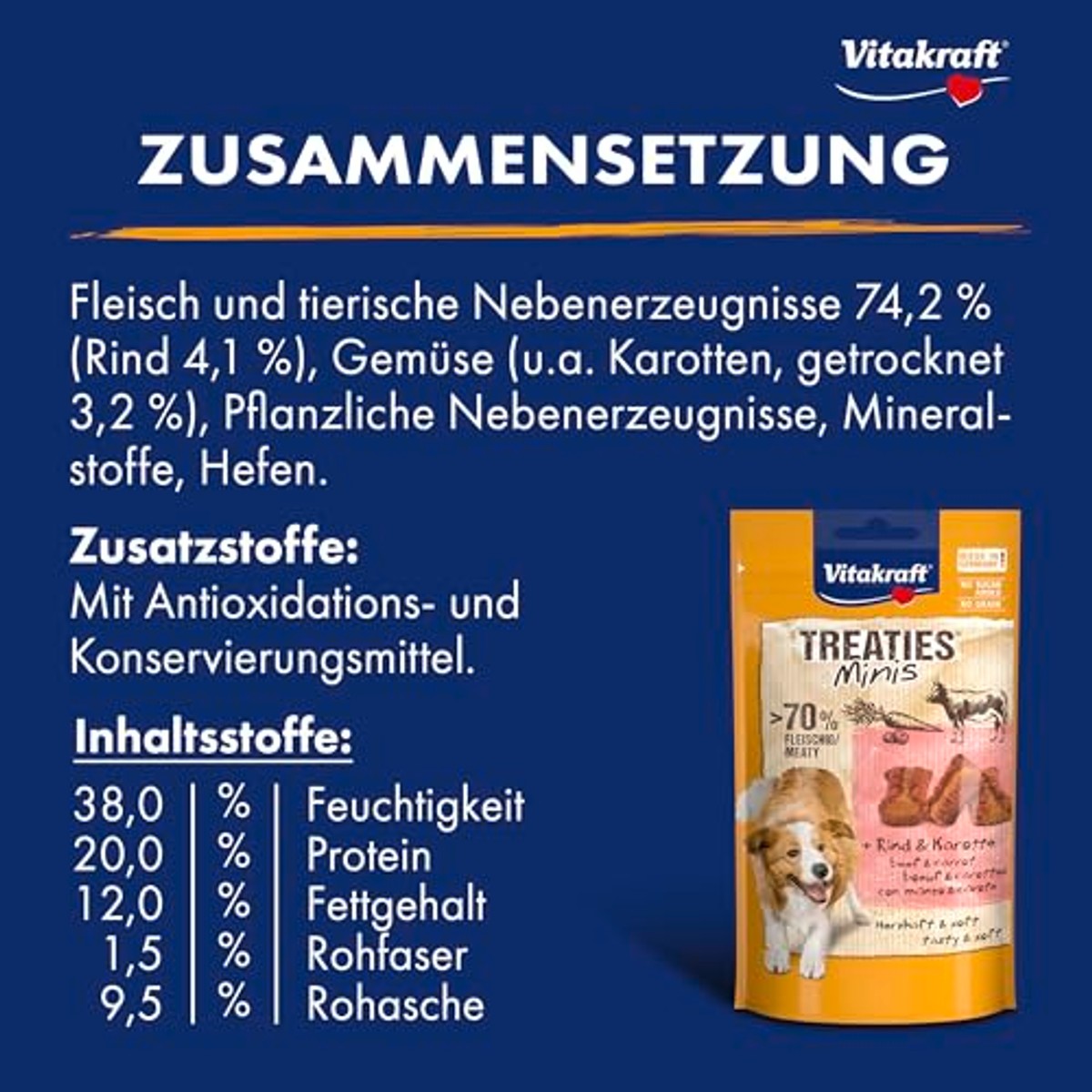 Vitakraft Treaties Minis hondensnack rund & wortel 8 x 48 g - 6-pack