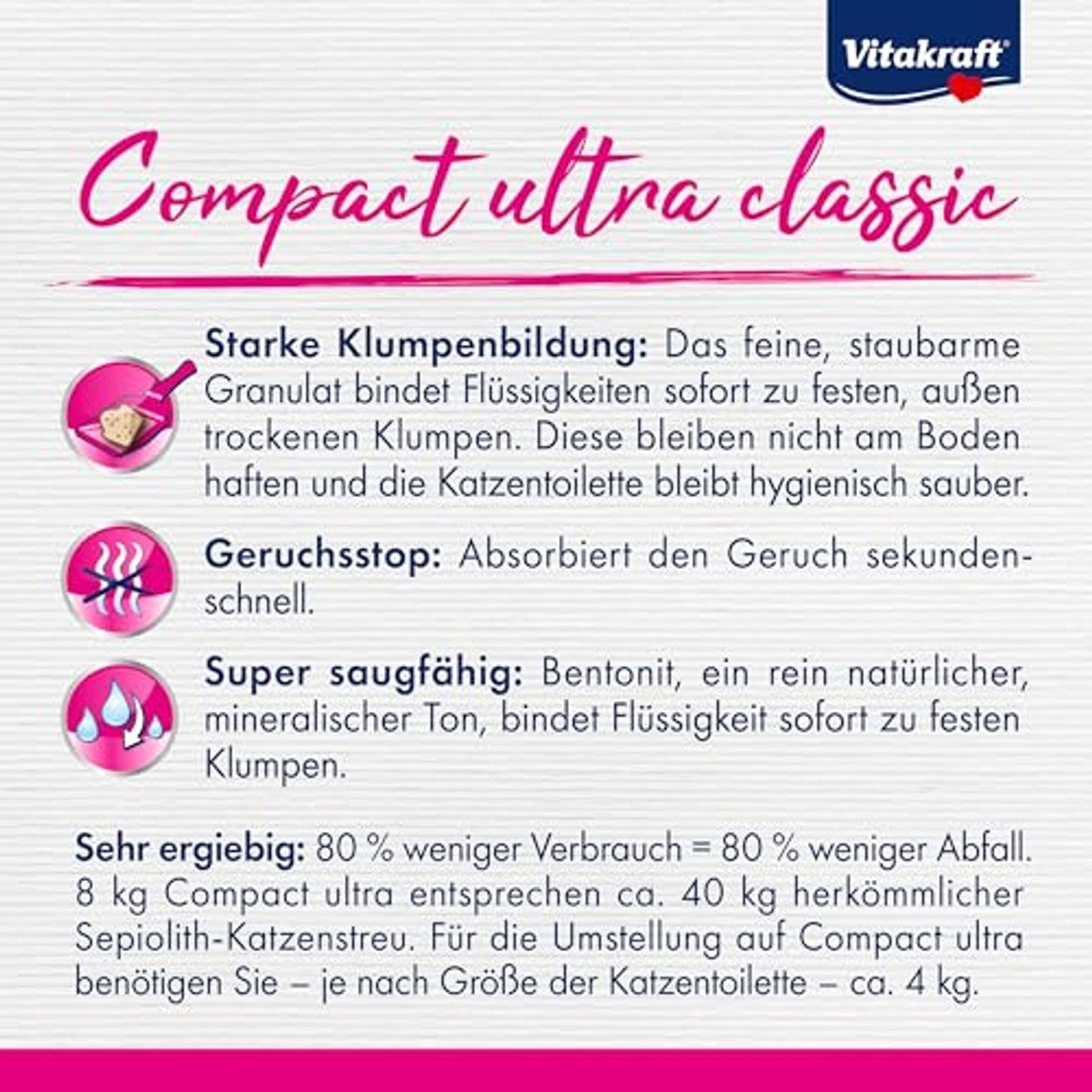 Vitakraft Compact Ultra Classic klonterende kattenbakvulling 4 kg - 3-pack