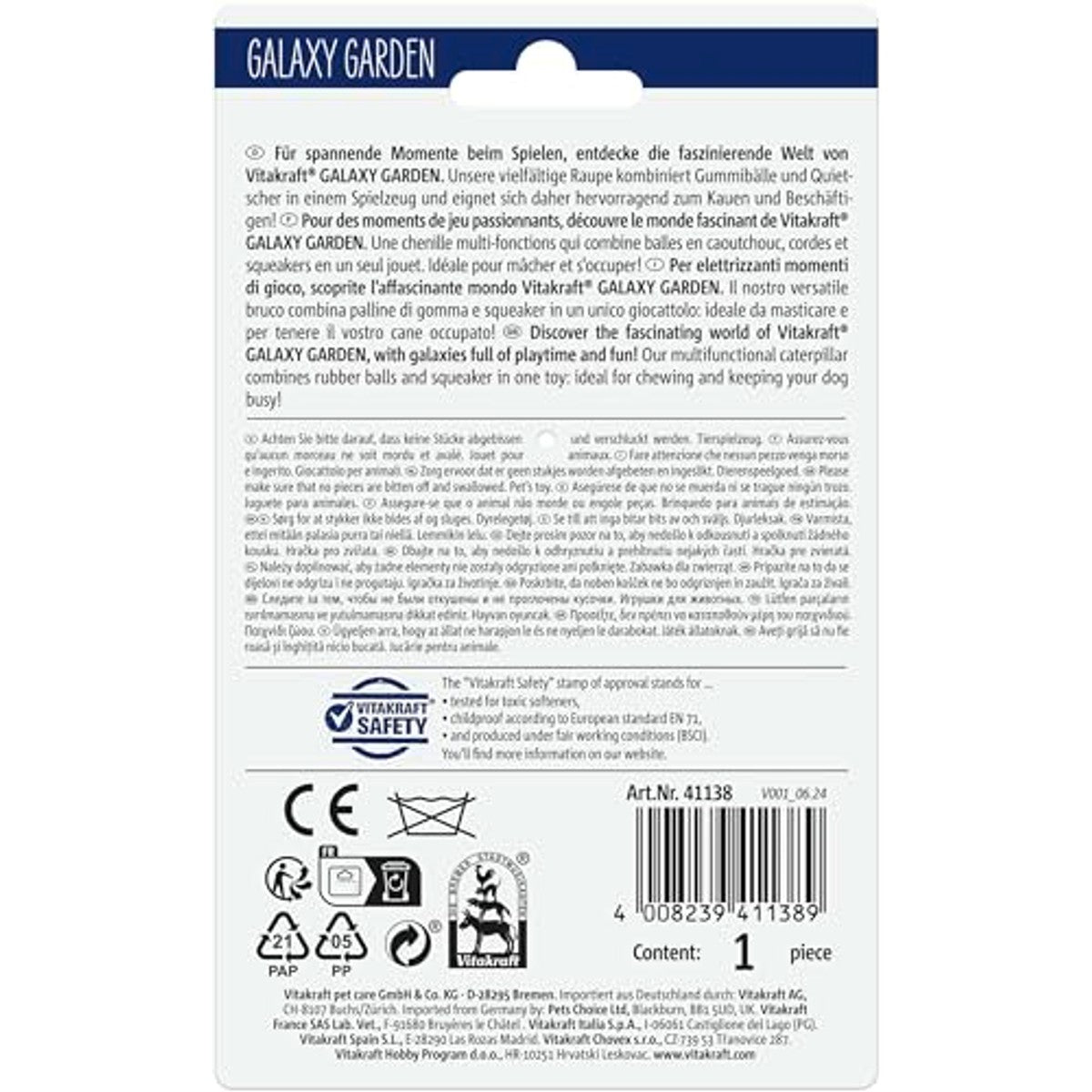 Vitakraft Galaxy Garden Rups hondenspeelgoed 20 cm - 6-pack