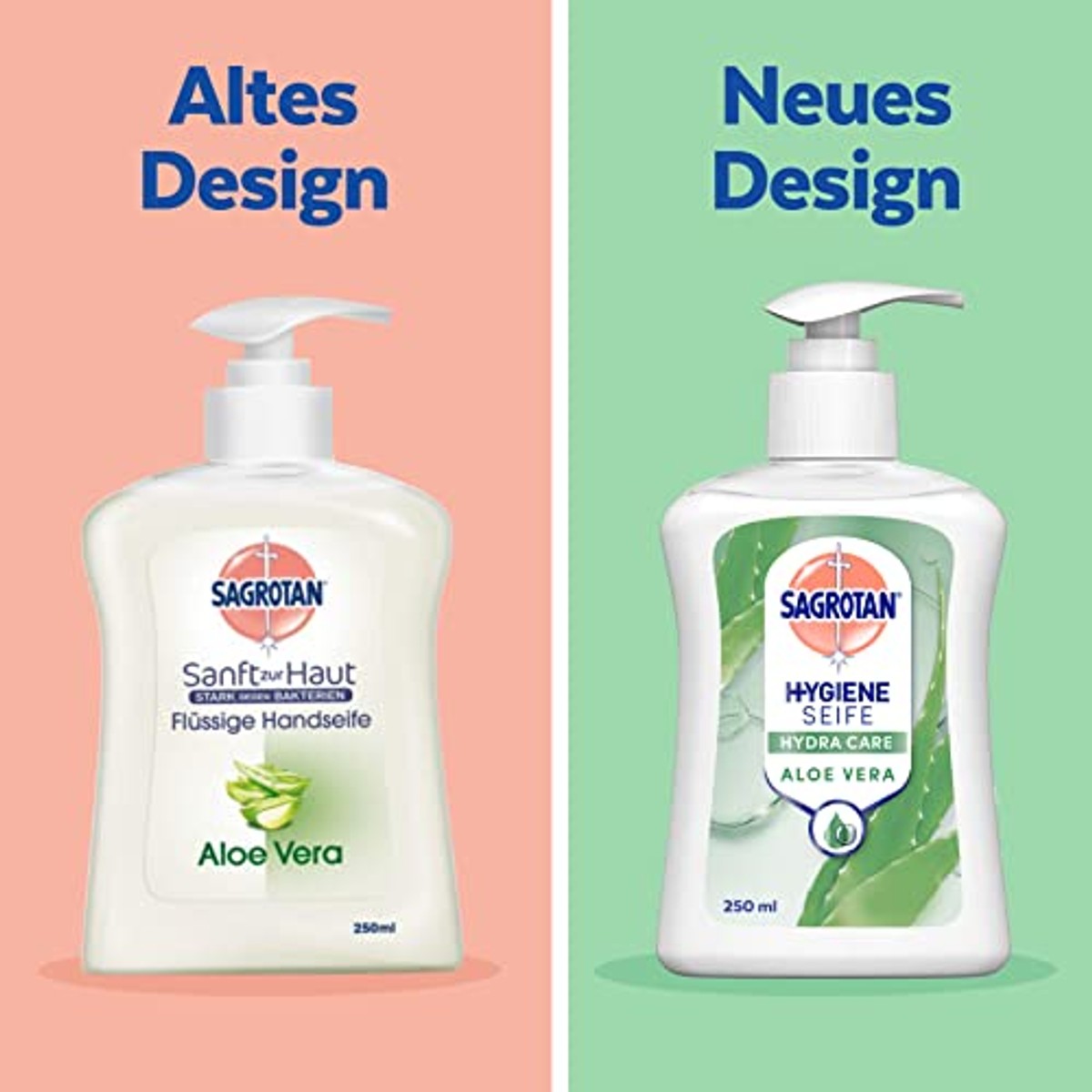 Sagrotan Handzeep Aloë Vera hygiënische vloeibare zeep, 1 x 250 ml zeepdispenser (verpakking van 4) – Sagrotan
