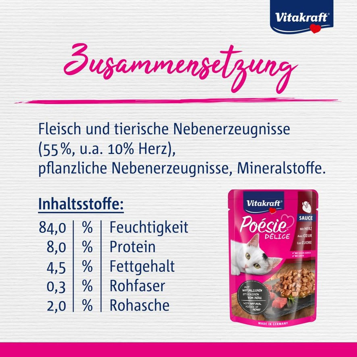 Vitakraft Poésie Délice natvoer kattenvoer hart 1 x 85 g - 6-pack