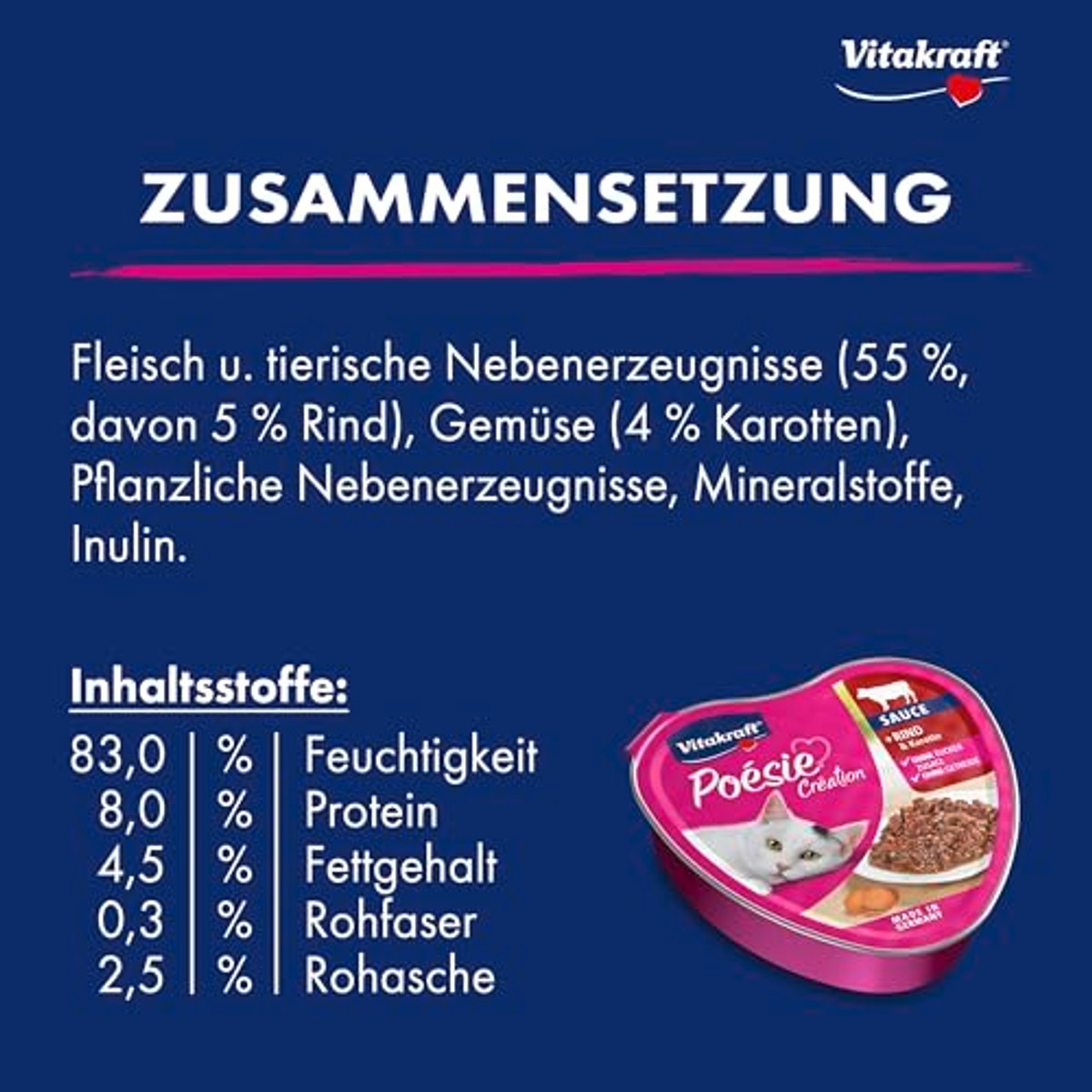 Vitakraft Poésie Création natvoer kattenvoer rundvlees 15 x 85 g - 6-pack