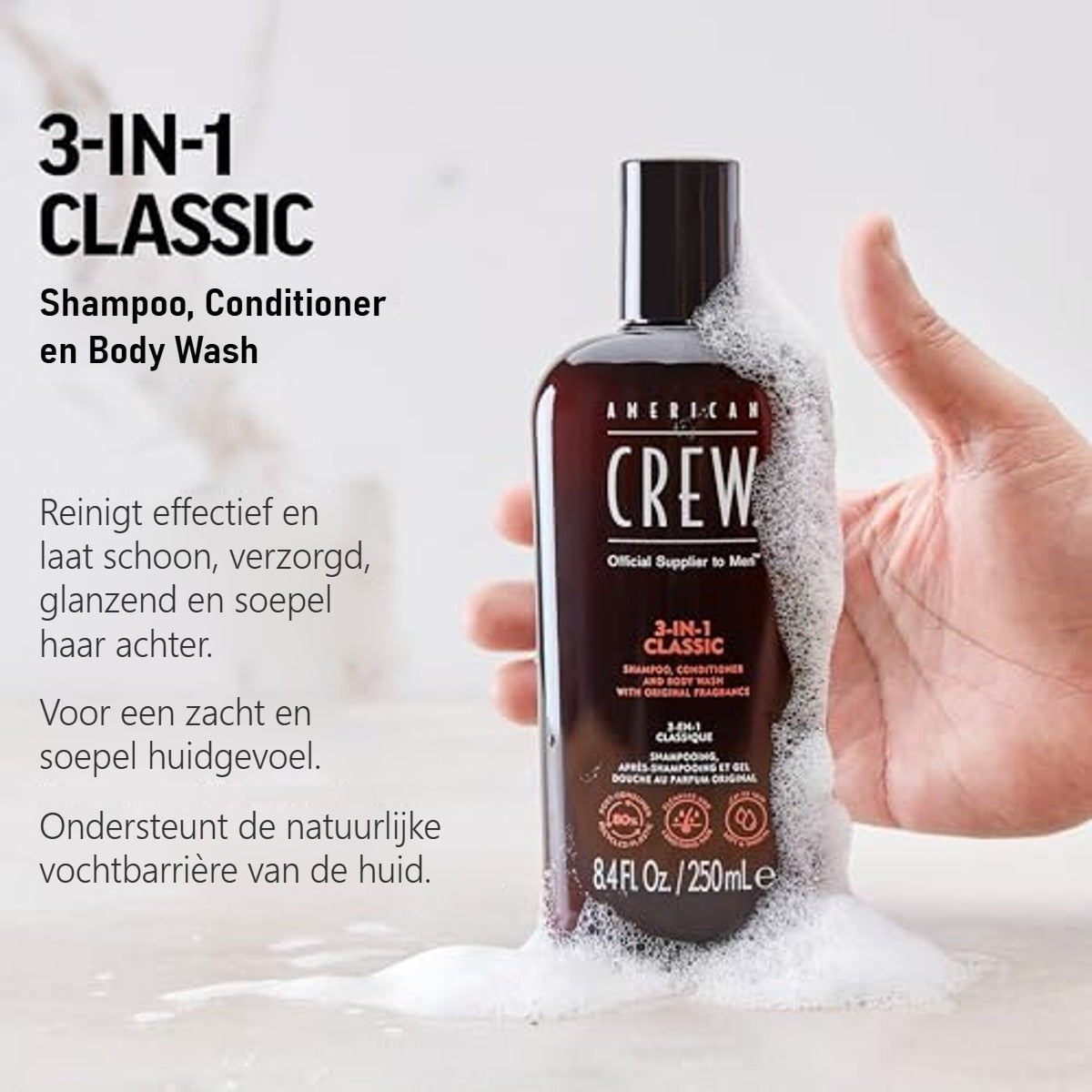 American Crew 3-in-1 Classic Shampoo, Conditioner & Body Wash 100 ml - 3-pack – foto 5