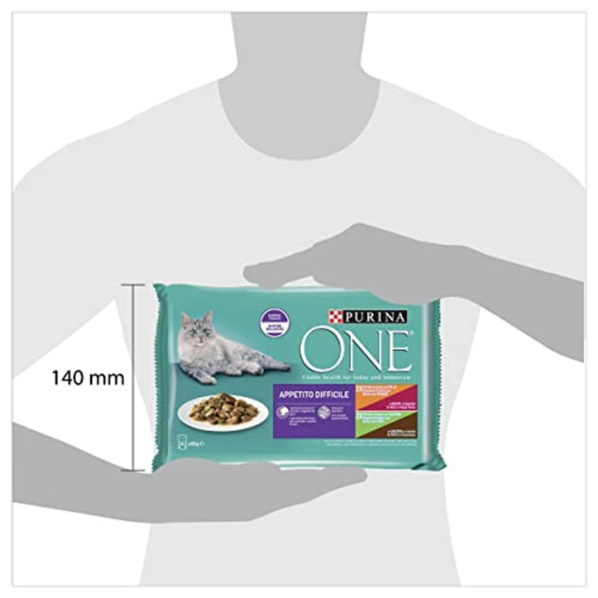 PURINA ONE Natvoer voor volwassen katten met kip, rundvlees en groene bonen, kalkoen, eend en wortelen, 48 zakjes à 85 g – PURINA ONE