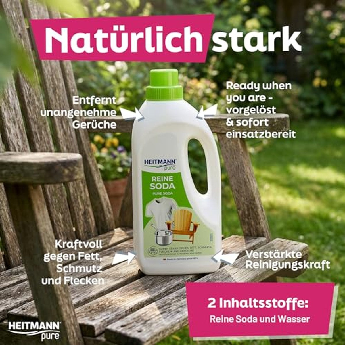 HEITMANN pure Pure Soda veelzijdige reiniger 3 x 1 liter - Voordeelverpakking