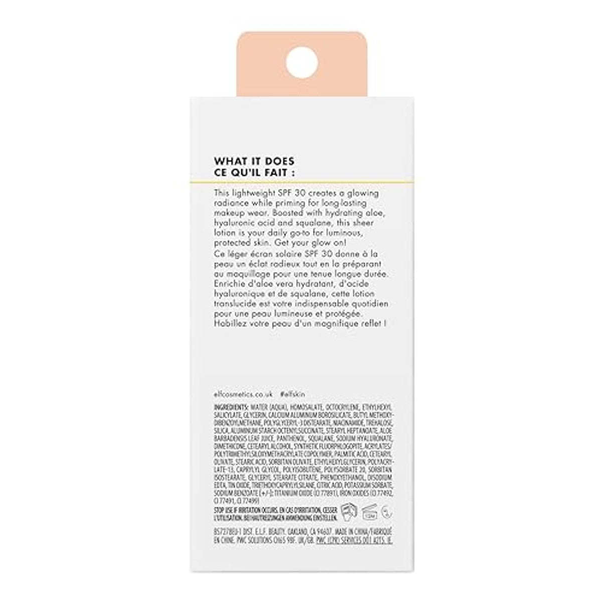 e.l.f. SKIN Suntouchable Whoa Glow SPF 30, zonnebrandcrème en make-up primer voor een glanzende afwerking, gemaakt met hyaluronzuur, veganistisch en dierproefvrij, verpakking kan variëren, zonlicht | Gezichtszonnecrème & make-up foundation – e.l.f.