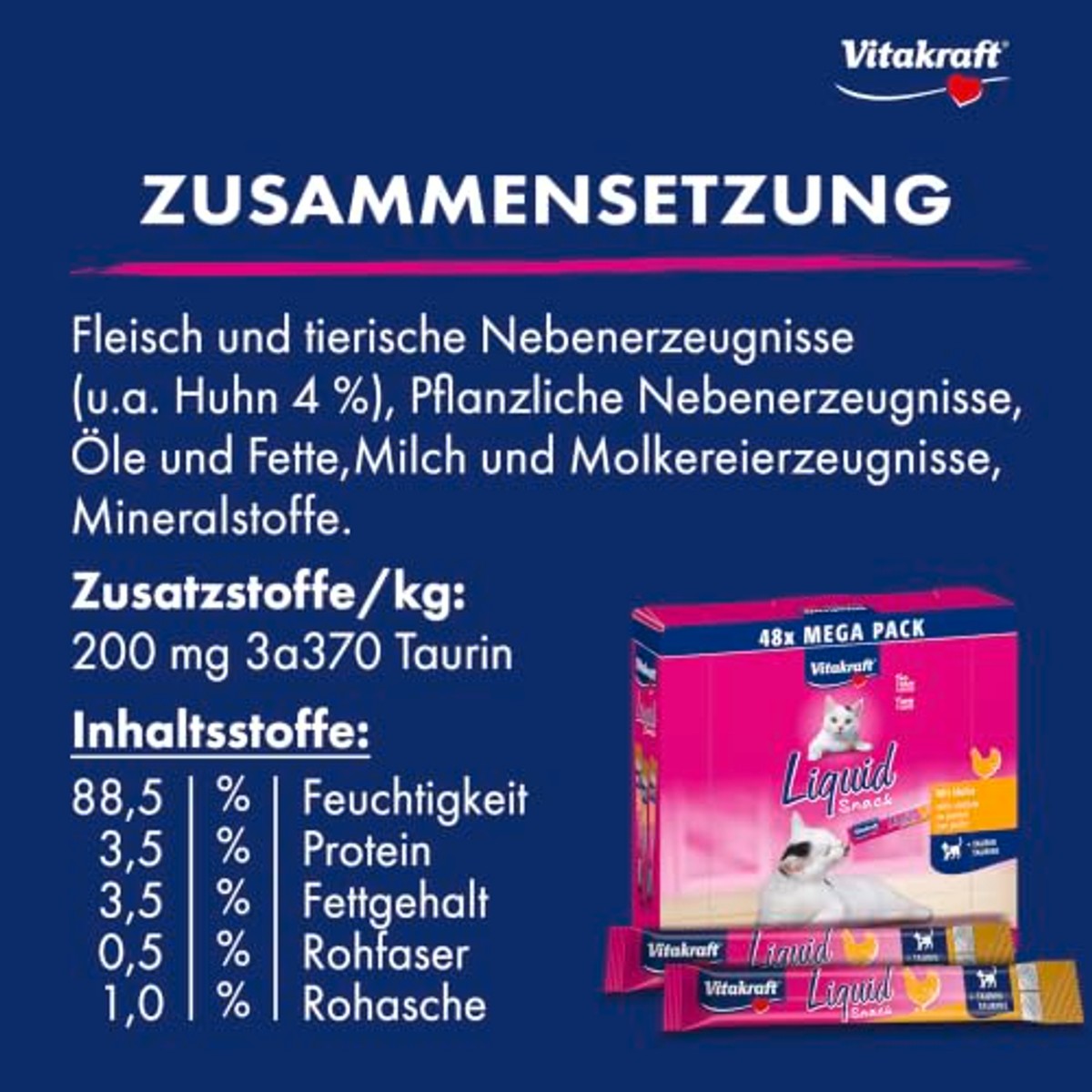 Vitakraft Vloeibare snack voor katten, kattenlekkernijen in mega-verpakking (48 x 15 g), romige textuur, met kip, 1 voorraadverpakking – Vitakraft