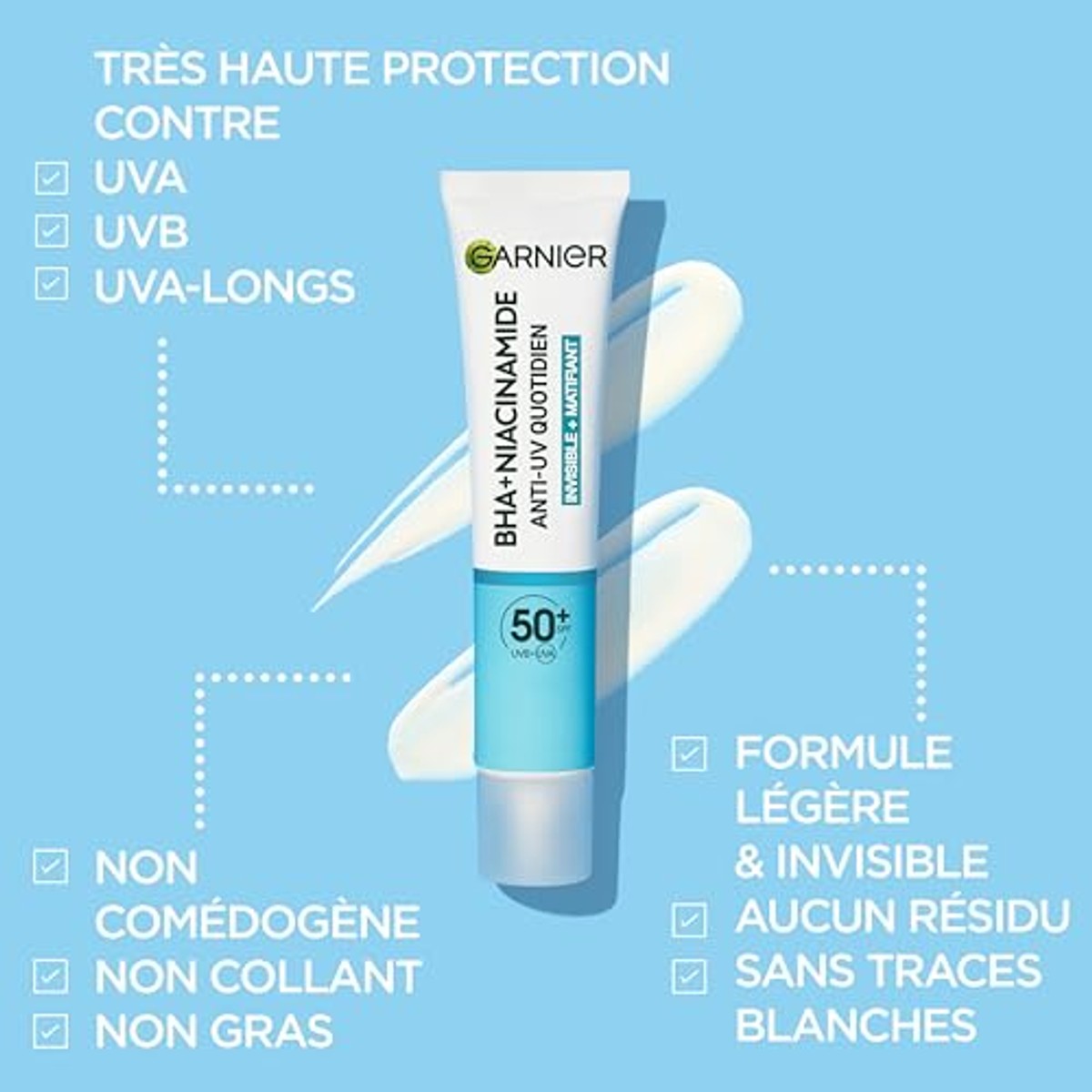 Garnier Hautklar BHA + Niacinamide Daily-UV SPF 50+ 3 x 40 ml - Voordeelverpakking