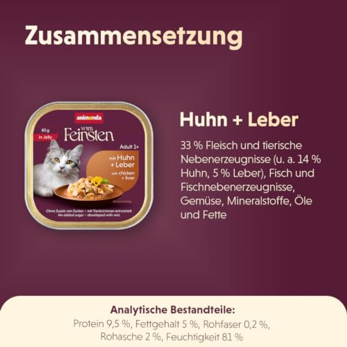 animonda vom Feinsten Adult natvoer kattenvoer kip & lever in gelei 32 x 85 g - 6-pack