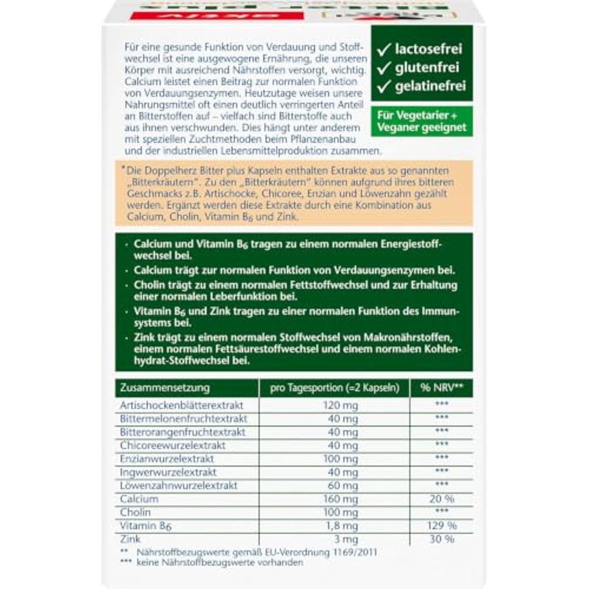 Doppelherz Bitter Plus Voedingssupplement 60 Capsules - 6-pack