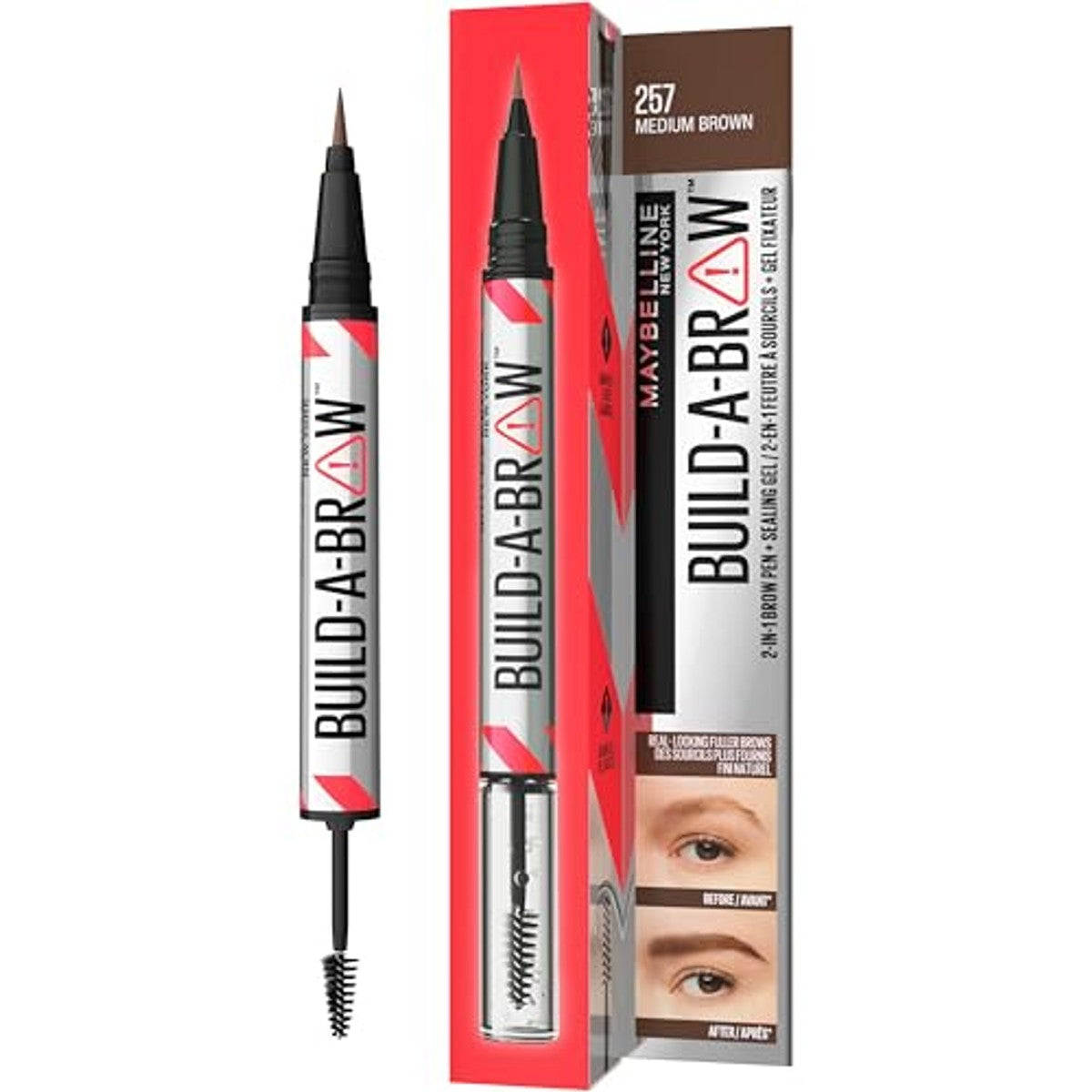 MAYBELLINE Build-A-Brow 2-in-1 nr. 257 Medium Brown 6 stuks