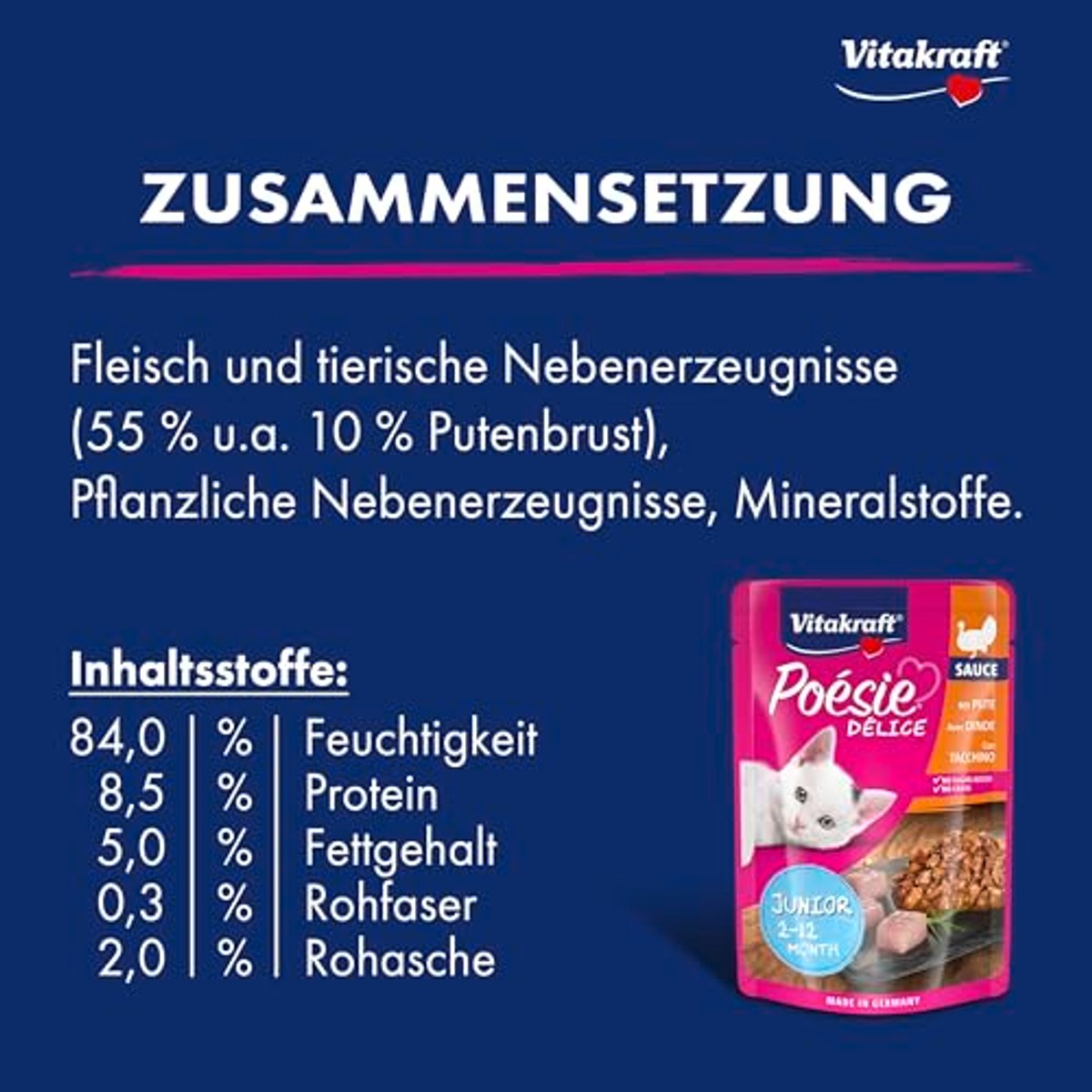 Vitakraft Poésie Délice Junior natvoer kattenvoer kalkoen 23 x 85 g - 6-pack