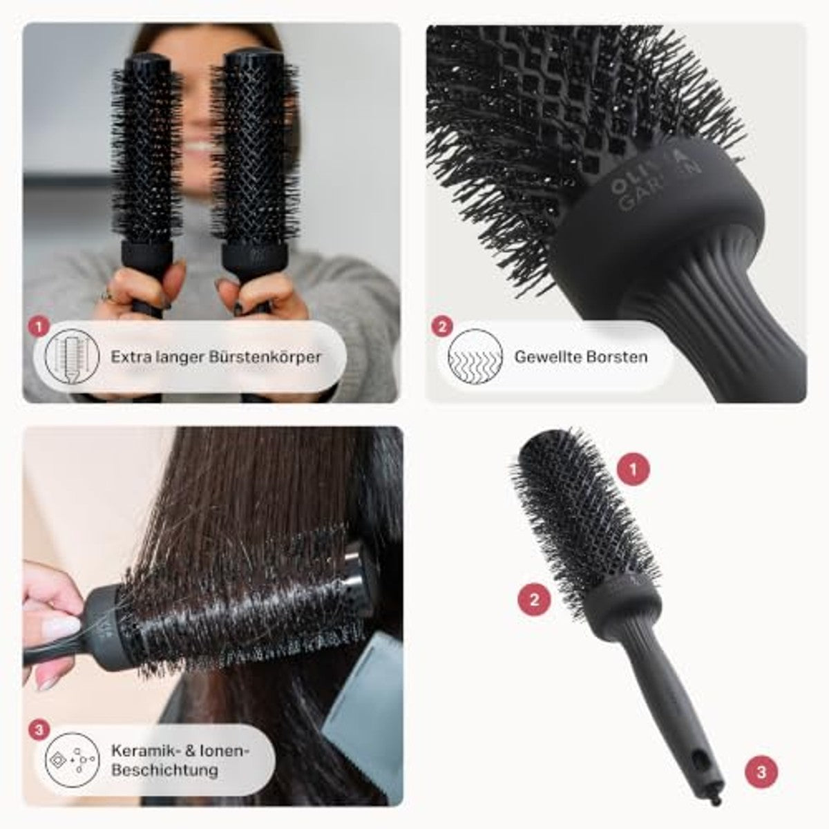 Olivia Garden Expert Blowout Speed Black Label Ronde Borstel, Matzwart, 45 mm - 6-pack