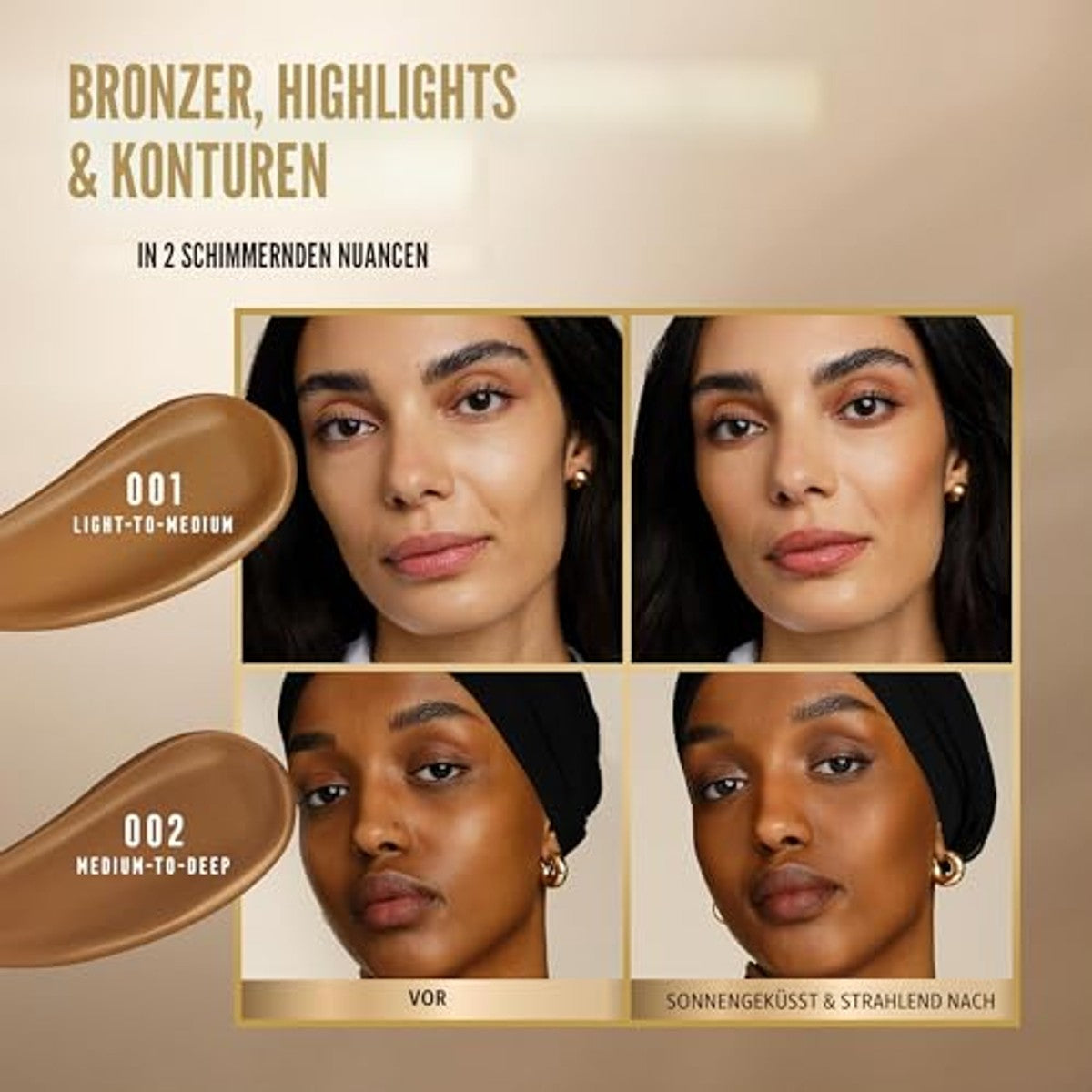 Max Factor Miracle Pure Golden Glow Bronzer 001 Light to Medium 15 ml - 3 stuks