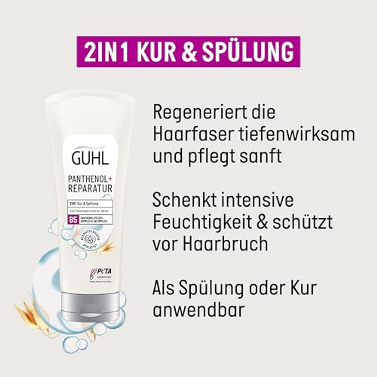Guhl Panthenol + reparatie 2-in-1 kuur & spoeling 6 x 200 ml - Voordeelverpakking – foto 5