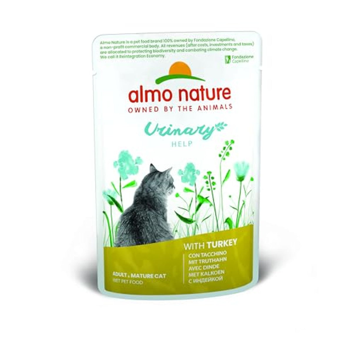 almo nature Functionele urinaire hulp, natvoer voor volwassen katten met kalkoen, ondersteuning voor de gezondheid van de urinewegen, 30 zakjes à 70 g – almo nature