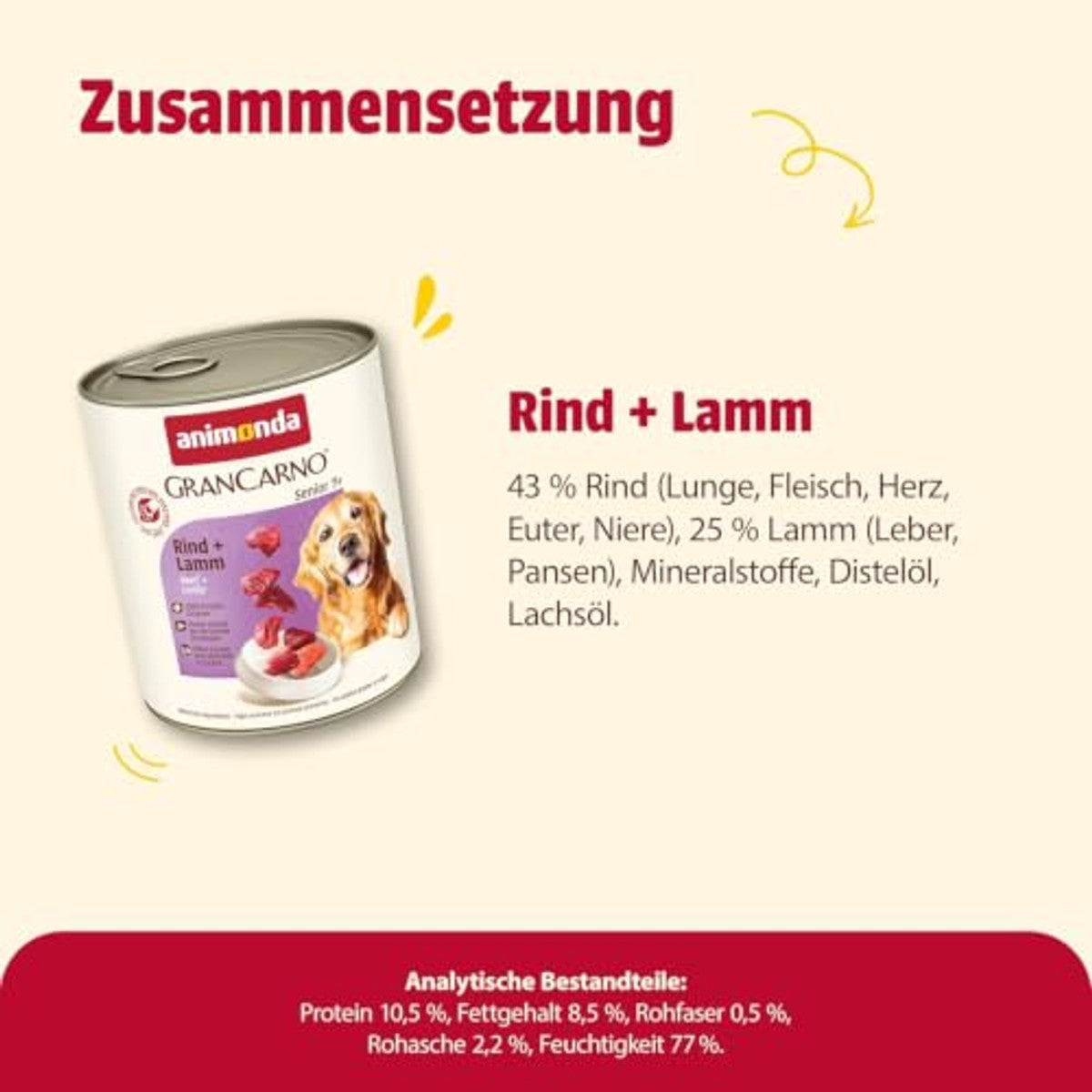 Animonda Grancarno Senior natvoer hondenvoer rundvlees + lam 6 x 800 g - 3-pack