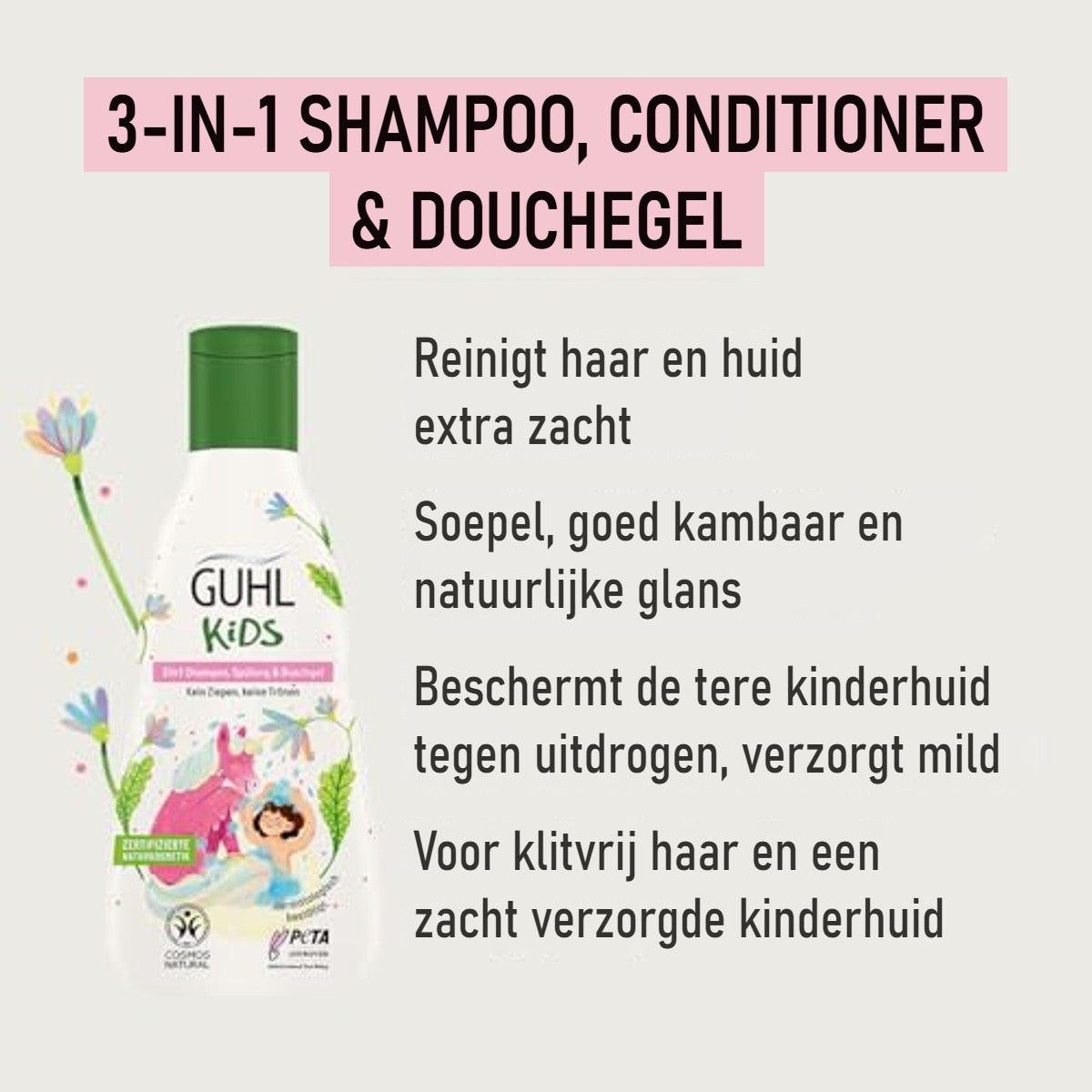 Guhl Kids 3 in 1 shampoo, conditioner & douchegel 6 x 250 ml - Voordeelverpakking – foto 5