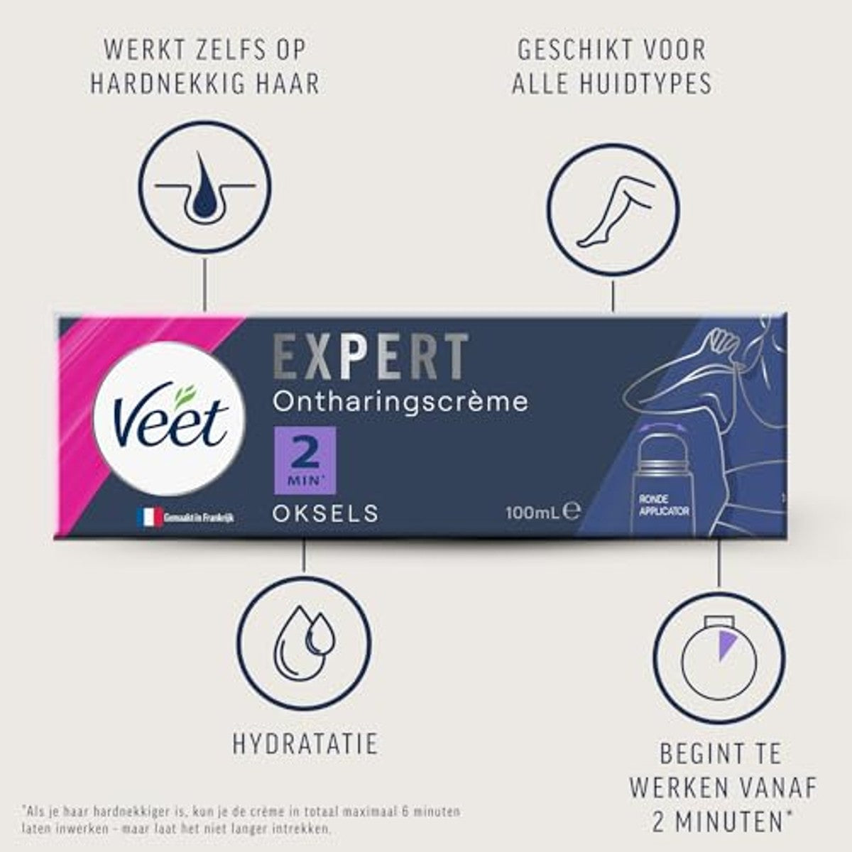 Veet Expert ontharingscrème oksels 6 x 100 ml - Voordeelverpakking