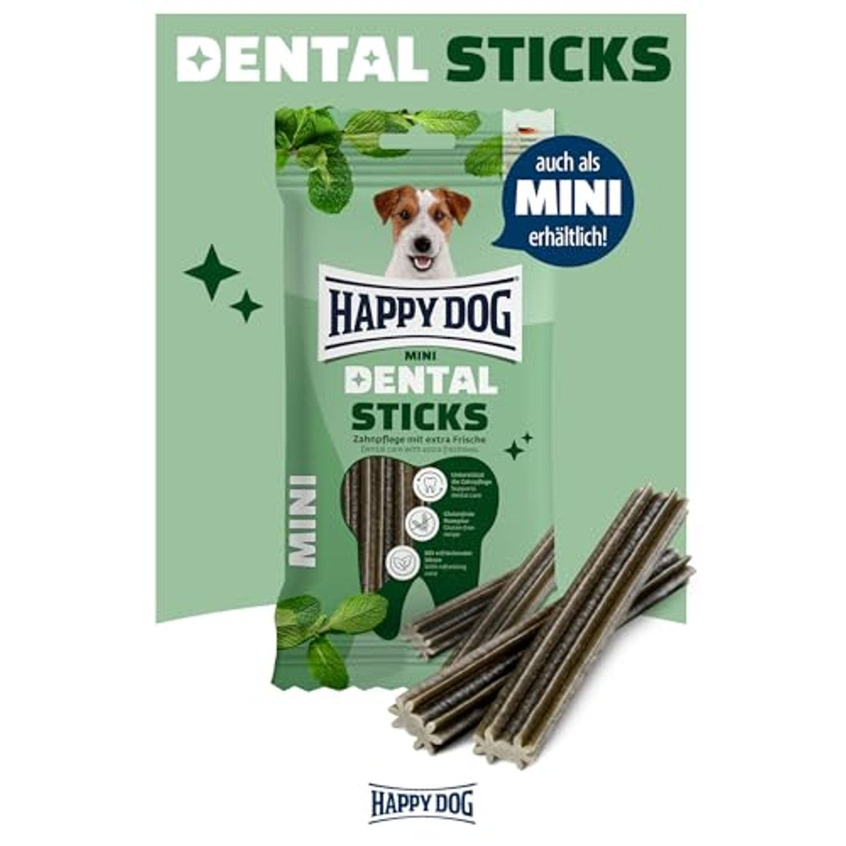 Happy Dog Dental Sticks hondensnack munt 2 stuks, 130 g - 3-pack
