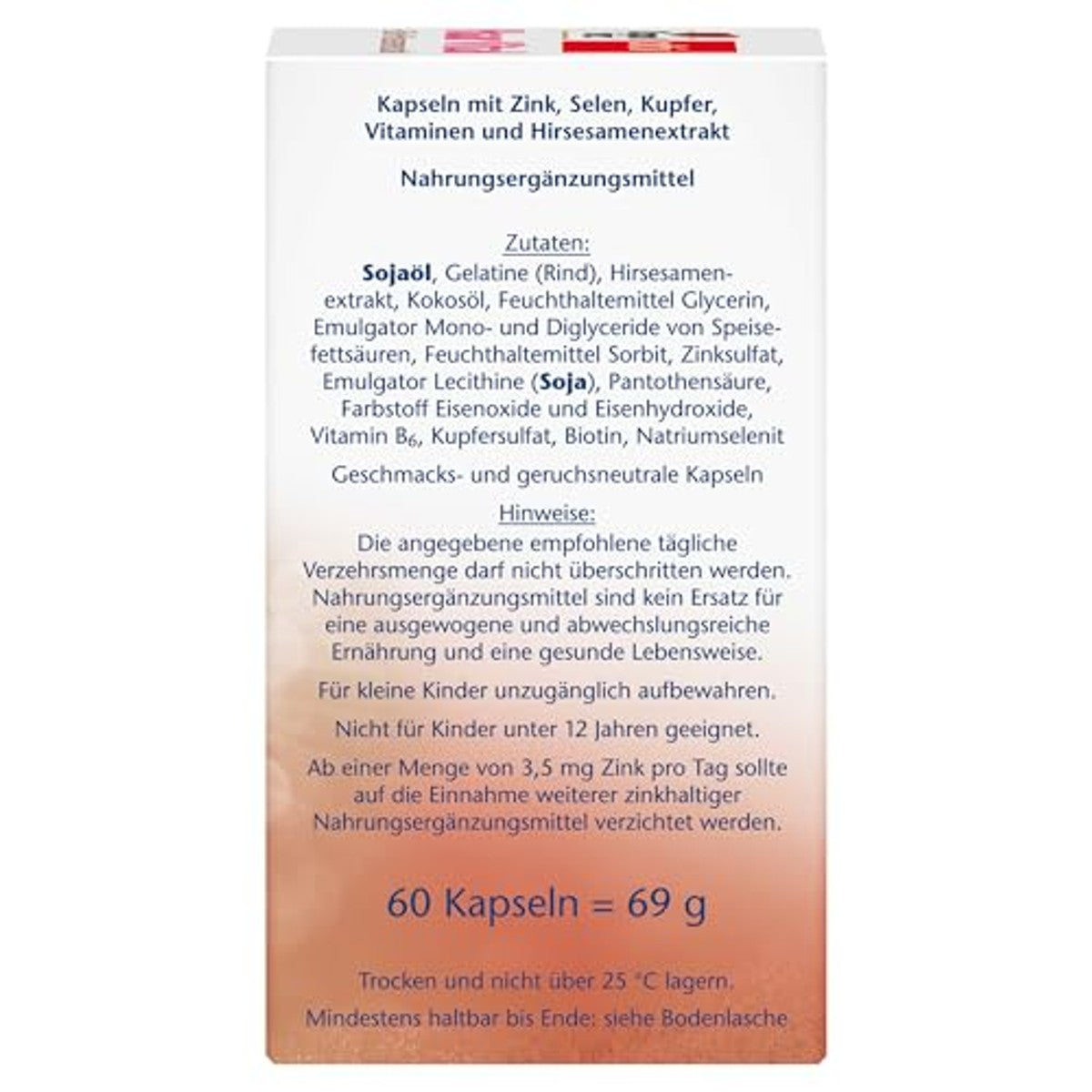 Doppelherz Vital Zink, Gierstzaadextract en Biotine 2 x 60 Capsules - 3-pack