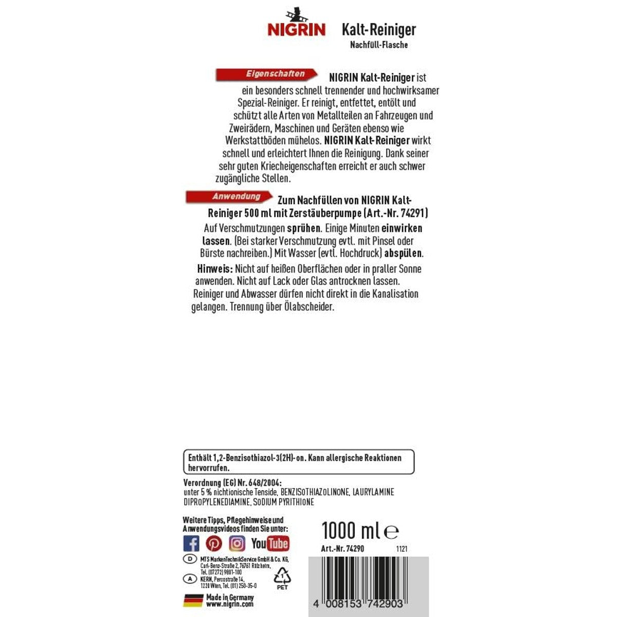 NIGRIN Koudereiniger navulfles 6 x 1000 ml - Voordeelverpakking – foto 5