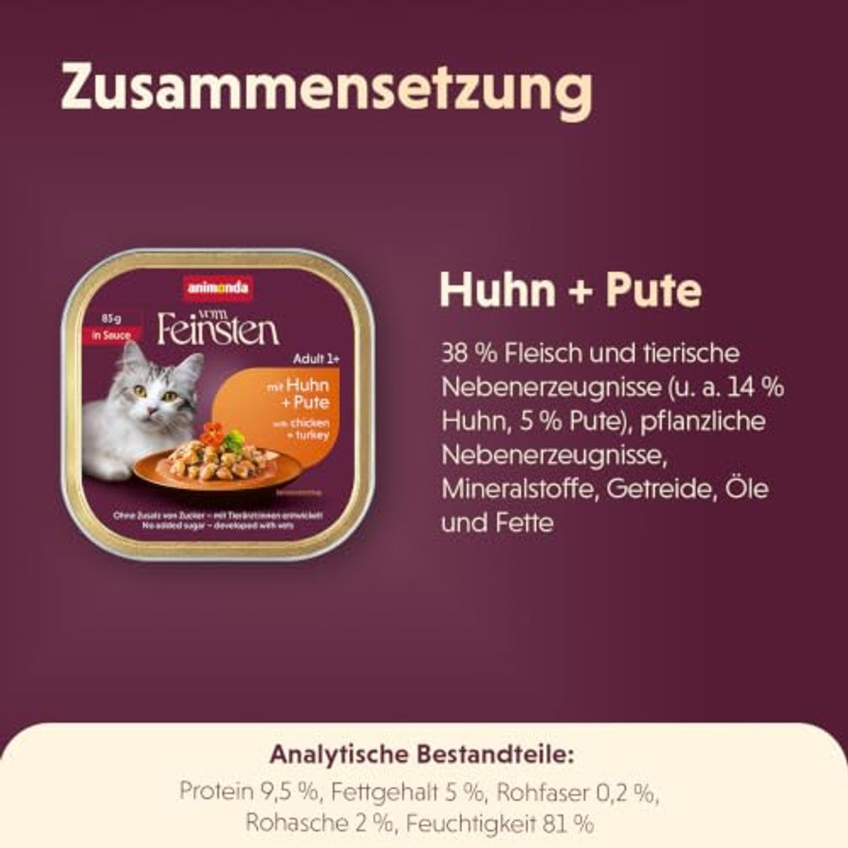 animonda vom Feinsten Adult natvoer kattenvoer kip & kalkoen in saus 32 x 85 g - 3-pack