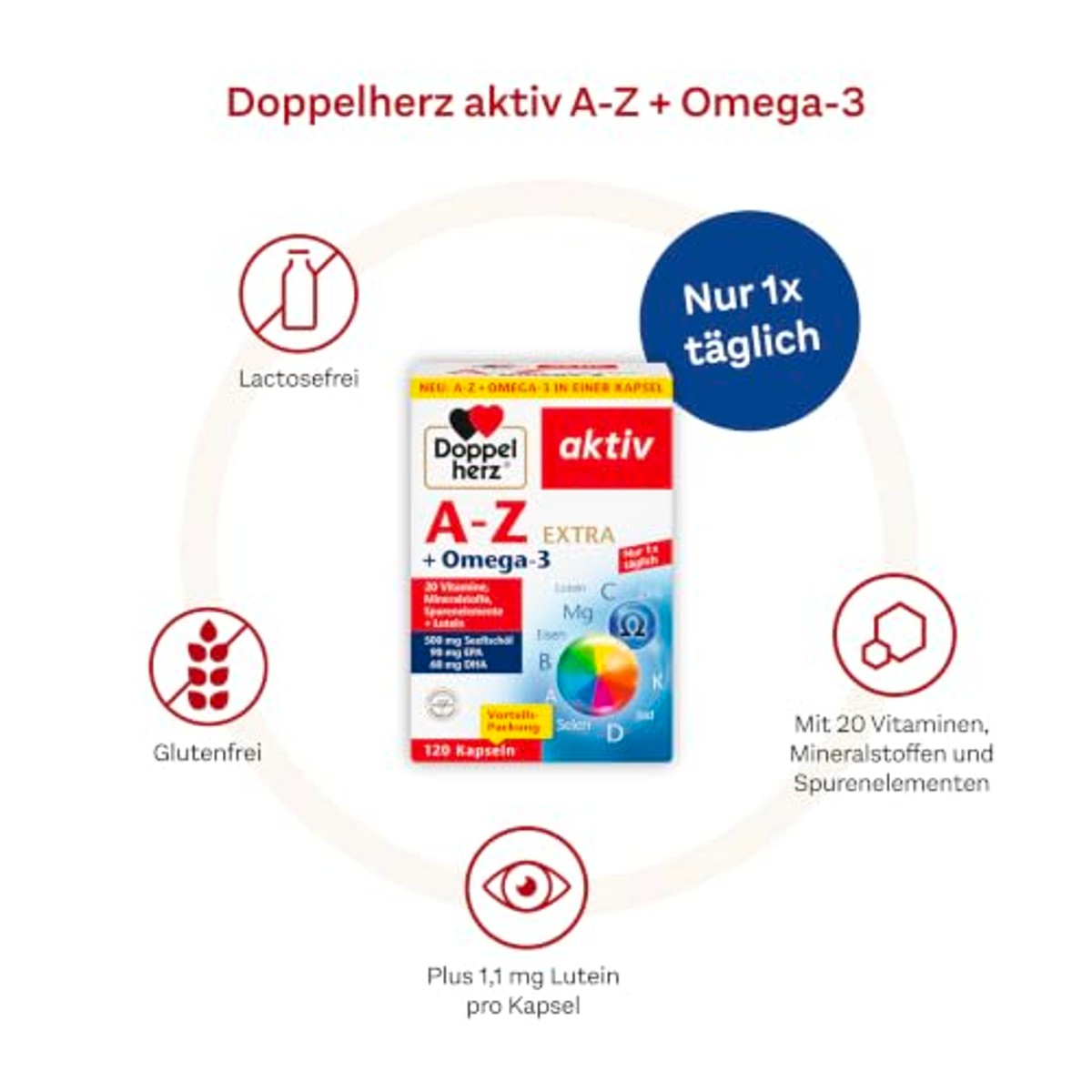 Doppelherz A-Z + Omega-3 Extra Multivitamine 120 Capsules - 3-pack