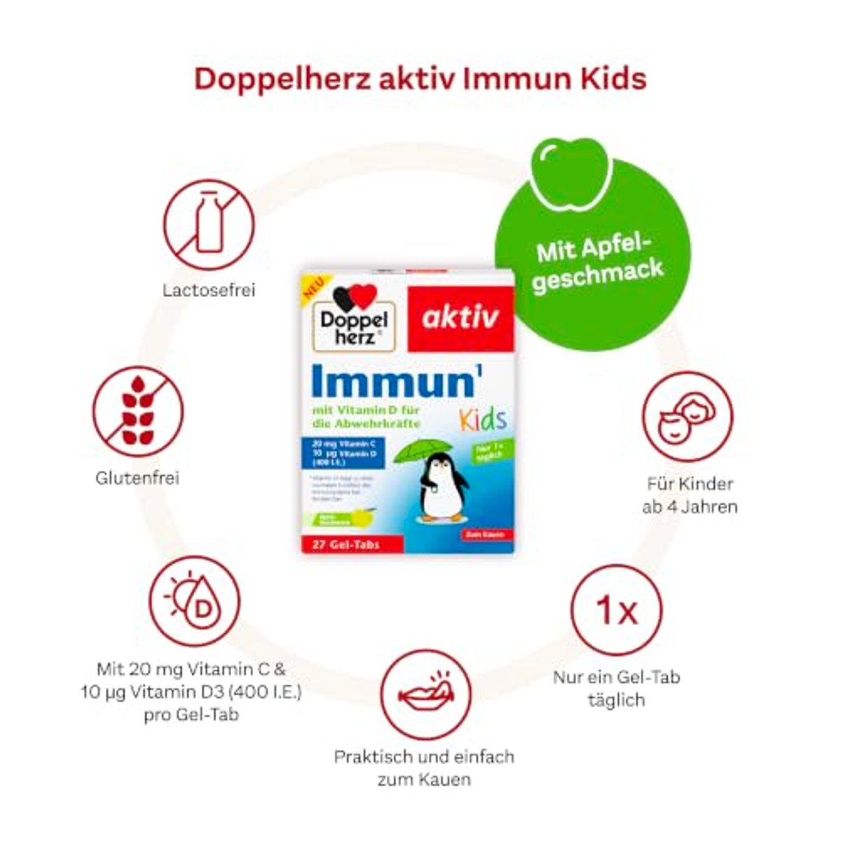 Doppelherz Immun Kids Gel-tabs Appelsmaak 27 stuks - 3-pack