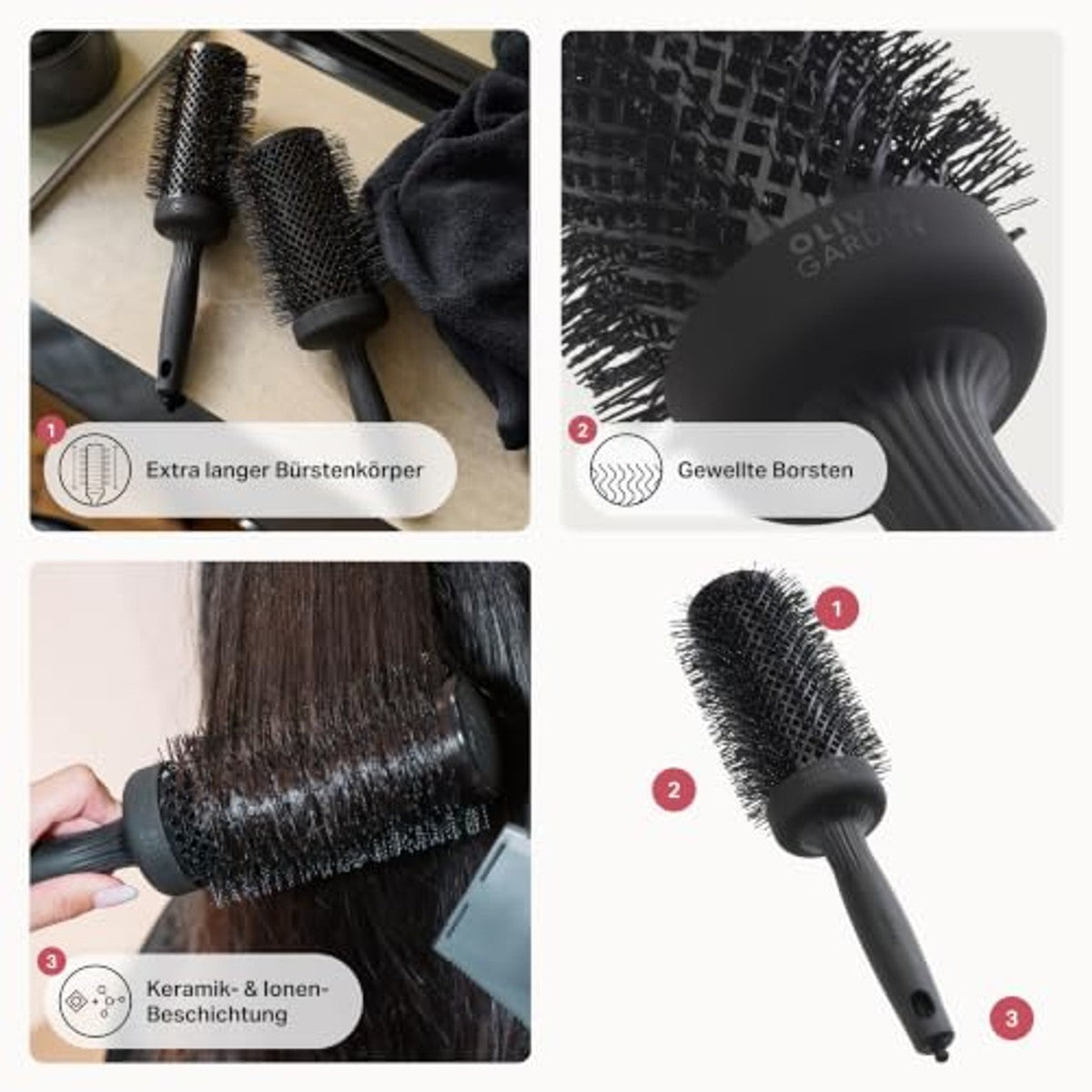 Olivia Garden Expert Blowout Speed Black Label ronde borstel, zwart, 55 mm