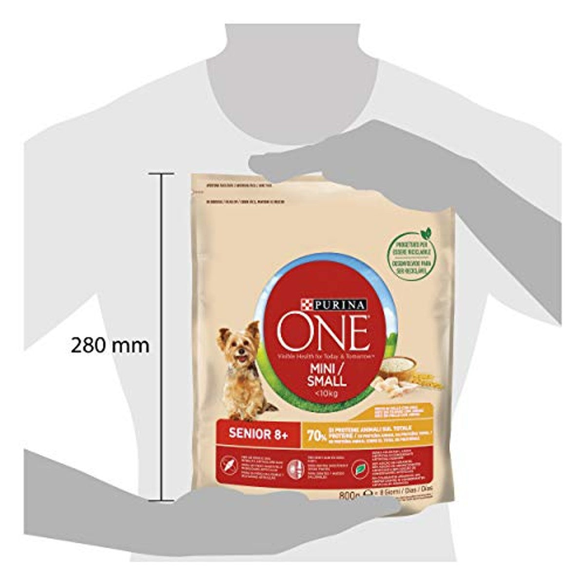 Purina One Mini Dental Droogvoer voor kleine honden, < 10 kg, met kip en rijst, 8 verpakkingen à 800 g – PURINA ONE