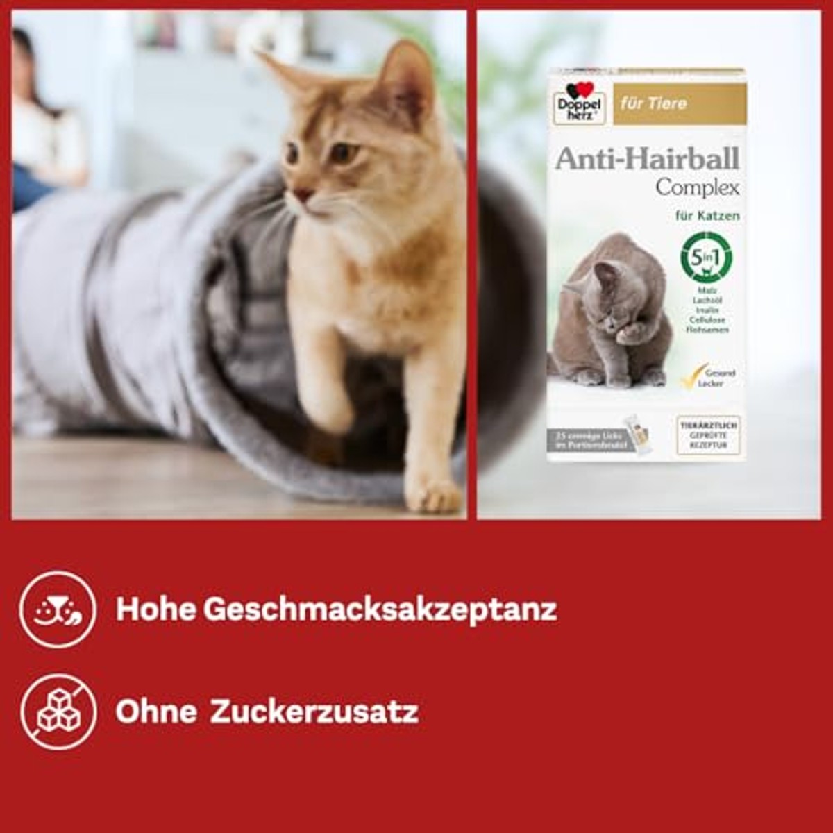 Doppelherz voor Dieren Anti-Haarbal Complex voor Katten 25 Likken - 6-pack