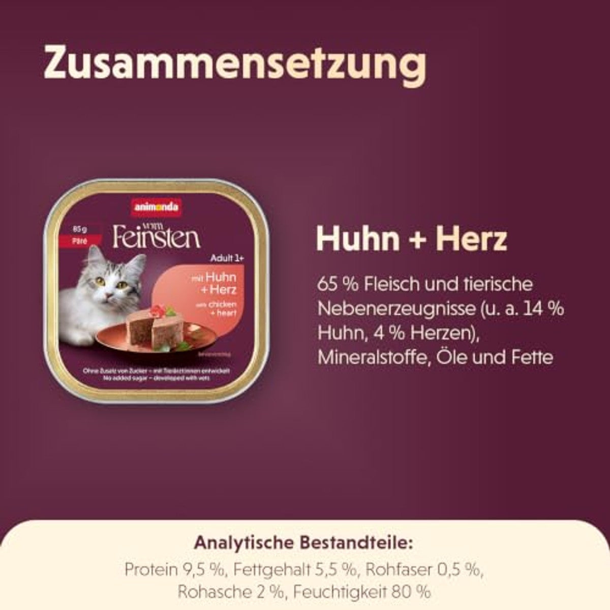 animonda vom Feinsten Adult natvoer kattenvoer paté kip & hart 32 x 85 g - 6-pack