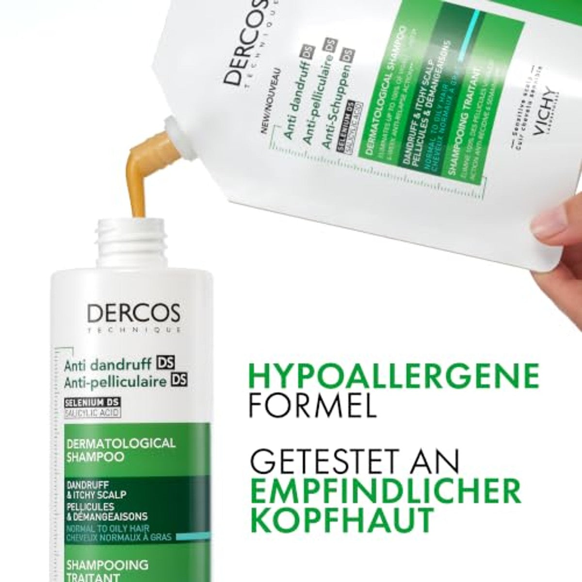 Vichy Dercos Anti-Roos Shampoo voor Vette Hoofdhuid, Navulverpakking, 390 ml