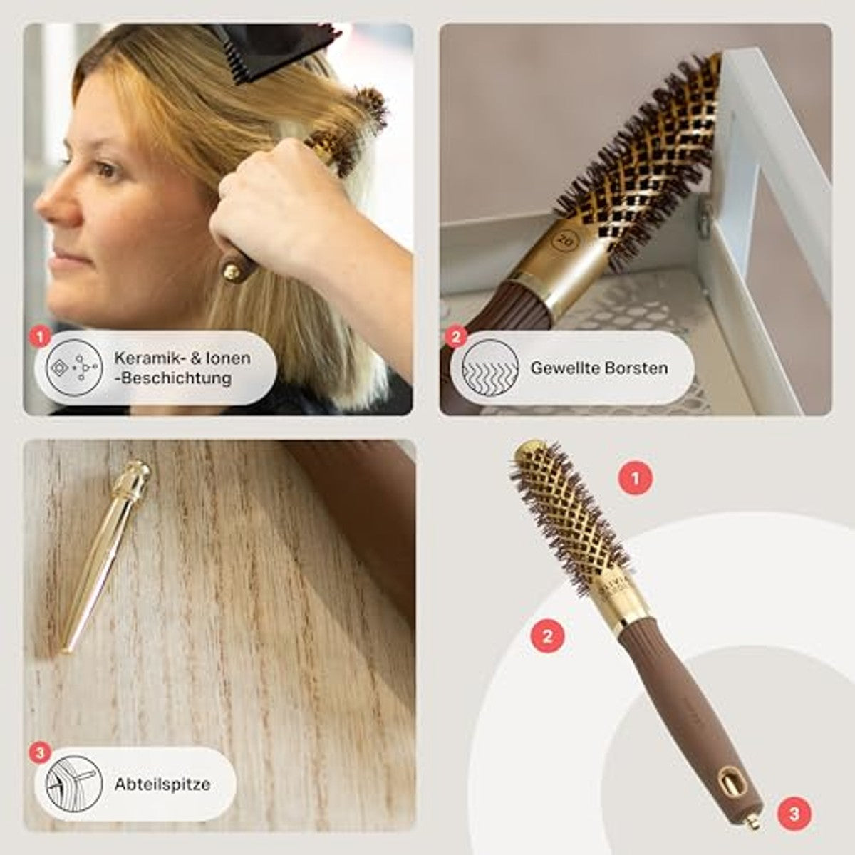 Olivia Garden Expert Blowout Shine Borstel 20 mm, Gold & Brown - 6-pack