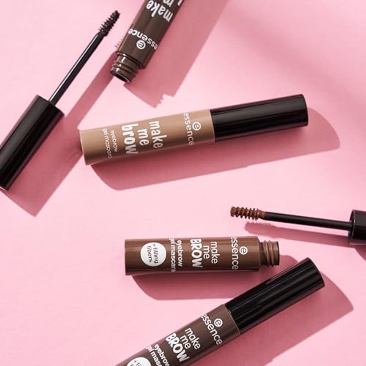 essence cosmetics make me BROW Wenkbrauw Gel mascara, wenkbrauwen, met vulvezels, nr. 04 Ashy Brows, bruin, definiërend, gelig, veganistisch, vrij van microplasticdeeltjes (3,8 ml) – Essence Cosmetics