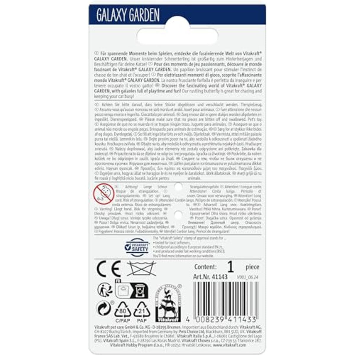 Vitakraft Galaxy Garden Vlinder Kattenspeelgoed met Kattenkruid (1 stuk) - 6-pack