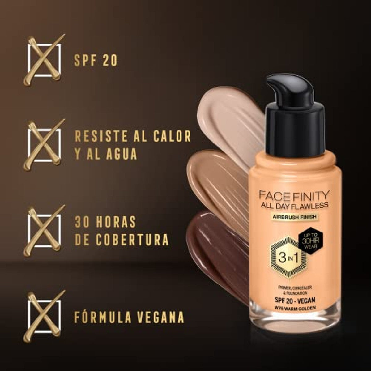 Max Factor Facefinity 3-in-1 Foundation SPF 20 Warm Gold 30ml - 6 stuks